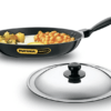 Hawkins Futura 30 cm Frying Pan, Non Stick Fry Pan with Stainless Steel Lid, Big Frying Pan, Black (NF30S)